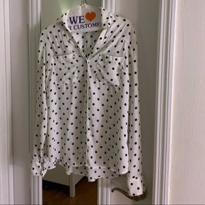 Express Black & White Polka Dot Portofino Shirt